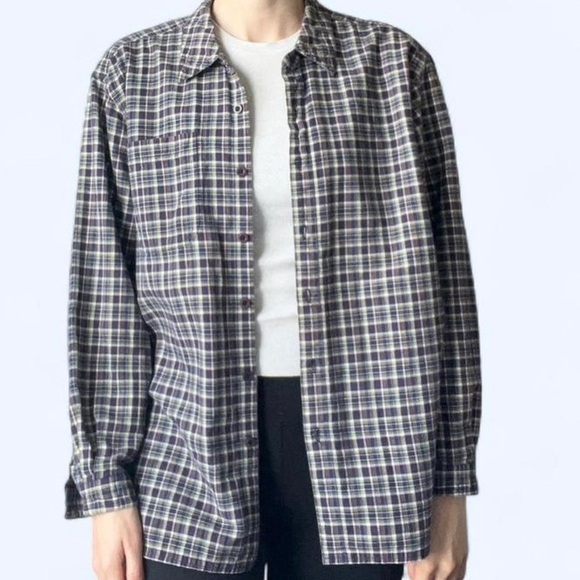 90s Northern Reflections Womens Oversized Plaid Grunge Button Up Shirt Medium - Picture 2 of 9
